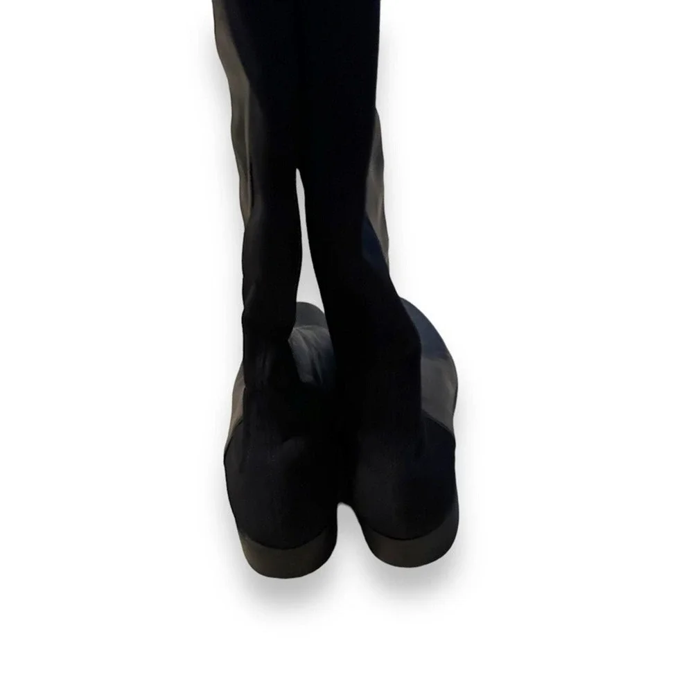 Stuart Weitzman Black 5050 Lift Knee High‎ Pull-On Leather Boots Sz 6.5